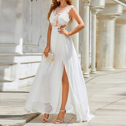 Gisela | Abito da sposa ampio con pizzo, strascico e gonna fluida in chiffon