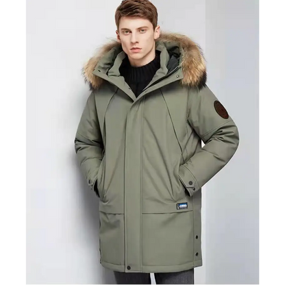 Calix | Parka Uomo Imbottito con Cappuccio in Pelliccia Sintetica