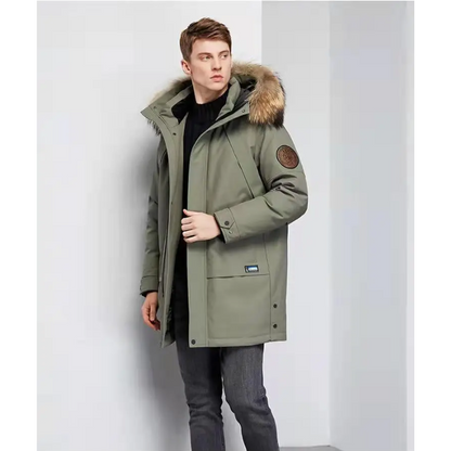 Calix | Parka Uomo Imbottito con Cappuccio in Pelliccia Sintetica