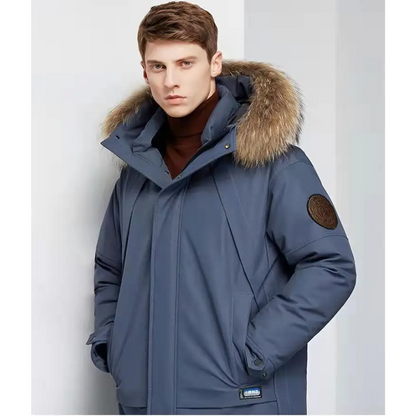 Calix | Parka Uomo Imbottito con Cappuccio in Pelliccia Sintetica