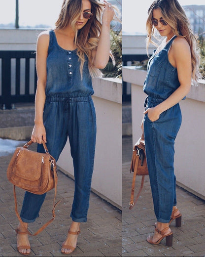 Camila : Tuta casual in denim con gilet