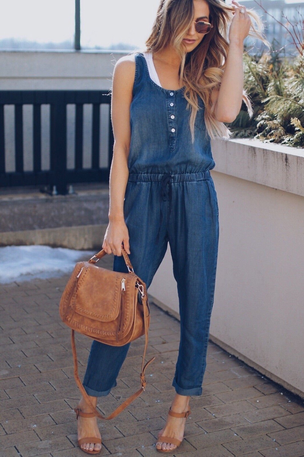 Camila : Tuta casual in denim con gilet