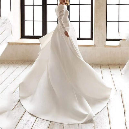 Shailise | Abito bianco di raso fine in elegante stile francese