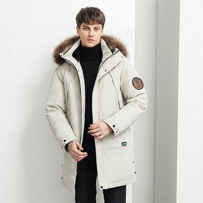 Calix | Parka Uomo Imbottito con Cappuccio in Pelliccia Sintetica