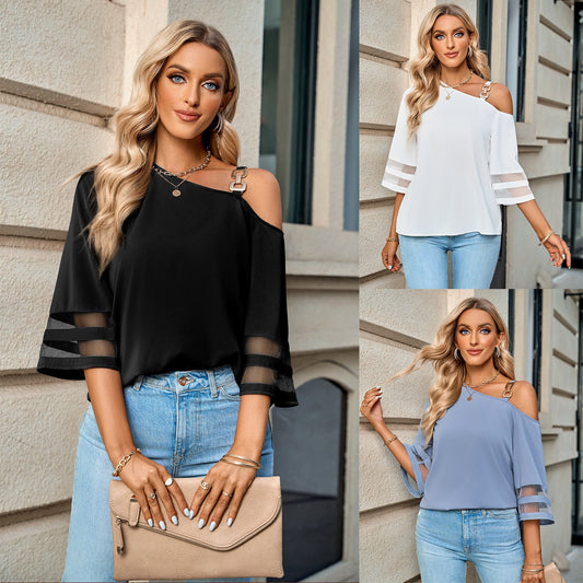 Calisah | Top donna casual tinta unita off-the-shoulder