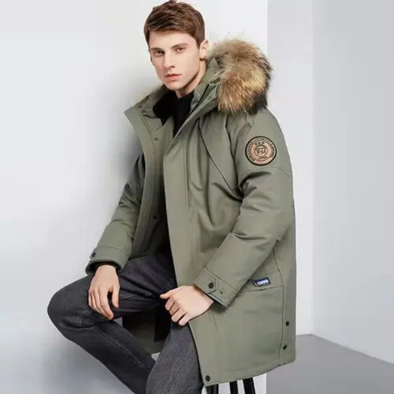 Calix | Parka Uomo Imbottito con Cappuccio in Pelliccia Sintetica