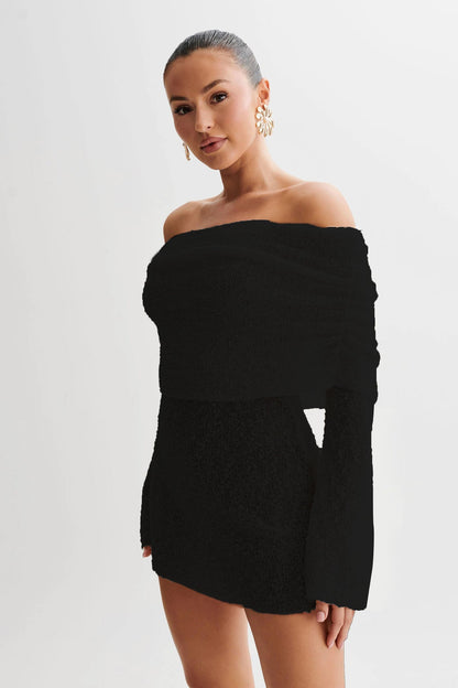 Abito off-shoulder Elan | Spring con maniche traforate