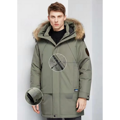 Calix | Parka Uomo Imbottito con Cappuccio in Pelliccia Sintetica