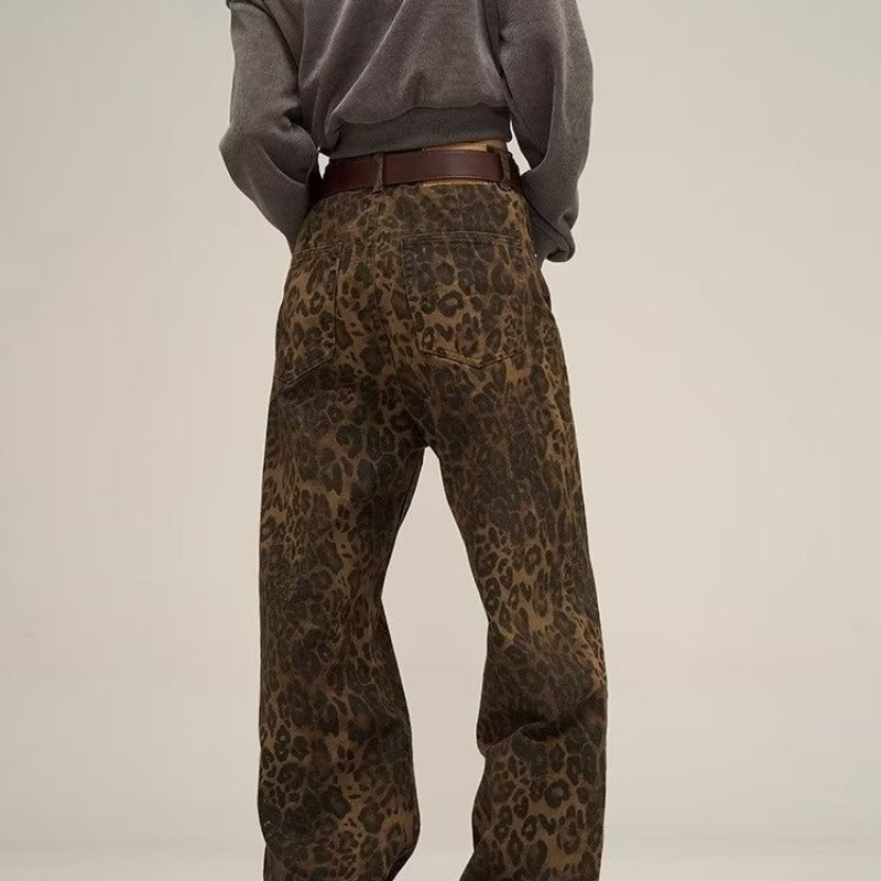 Belle | Pantaloni Animalier Larghi a Vita Alta